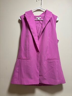Bar III Orchid Pink Longline Sleeveless Blazer Vest - Size Large